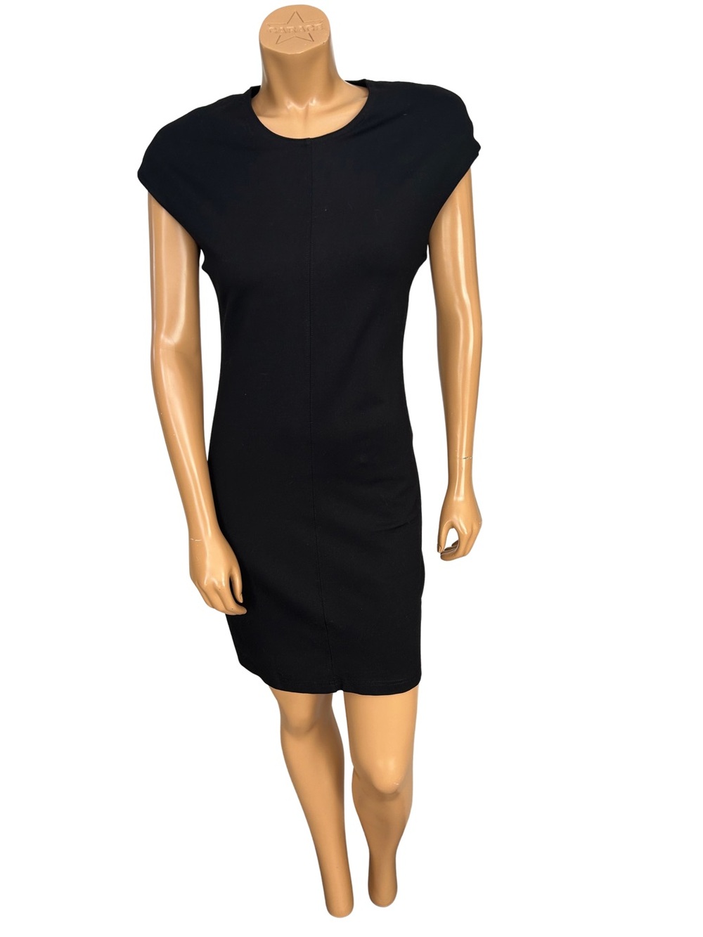 Maeve Black Cap-Sleeve Mini Sheath Dress